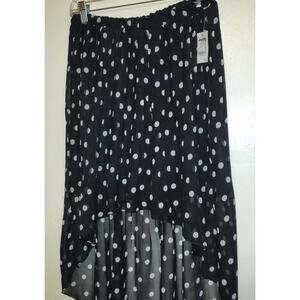 Charlotte Russe Polka Dot Skirt Sz S High Low Mini To Maxi Sheer Black NWT Lined